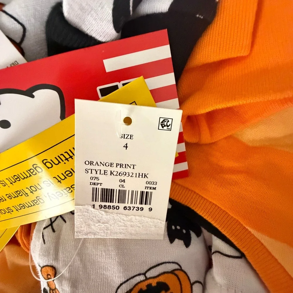 Sanrio Hello Kitty Halloween Pumpkin Orange Striped Pajama Set Kids Size 4 NEW